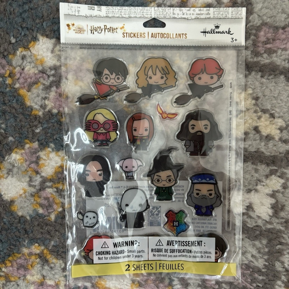 Hallmark Harry Potter Magic Puffy Sticker Cartoon Hermione Ron Hagrid Wizard